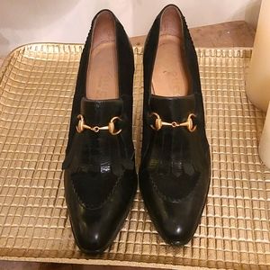 Vintage Gucci Black Leather and Suede Shoes with
